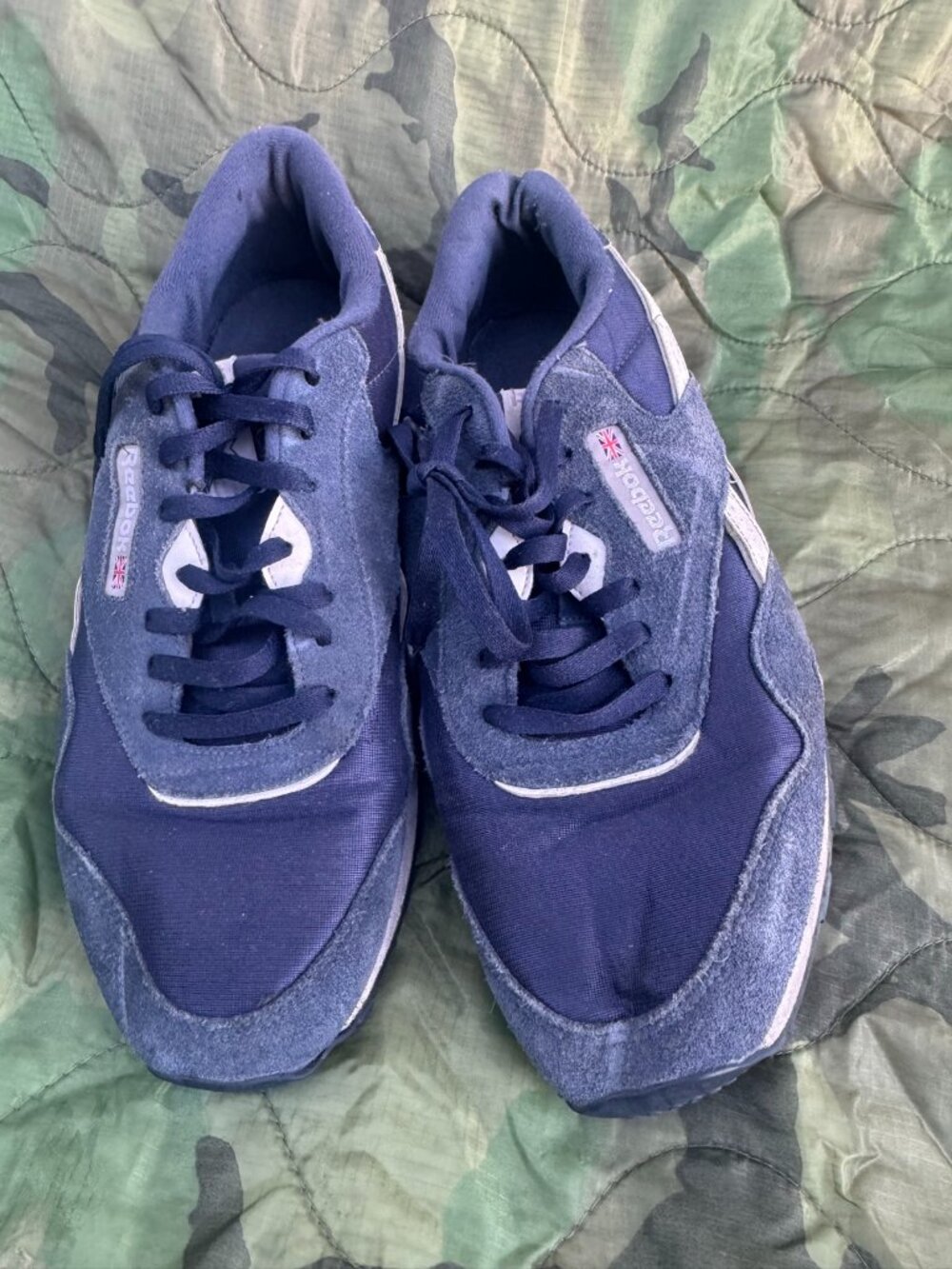 Reebok Classic Leather Sneakers - Navy/White, Mens 13